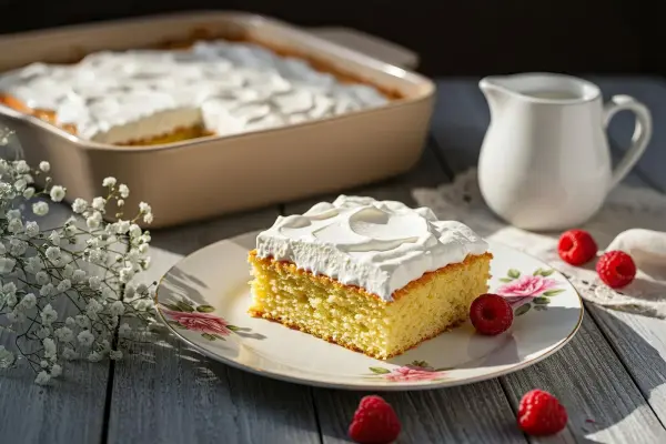 کیک سه شیر نرم و لطیف؛ طرز تهیه کیک خیس با شیر عسلی و خامه