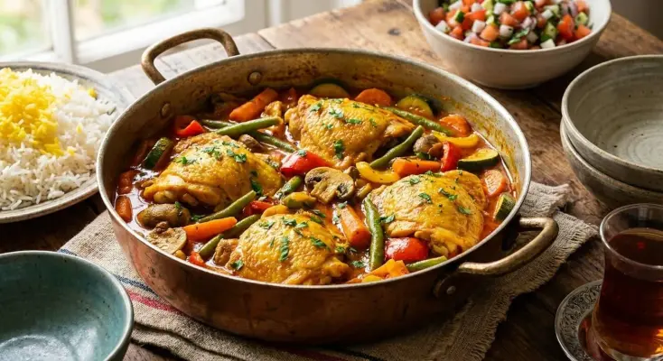 طرز تهیه خورش مرغ مجلسی و زعفرانی؛ مرغ ربی با سس غلیظ و خوشمزه