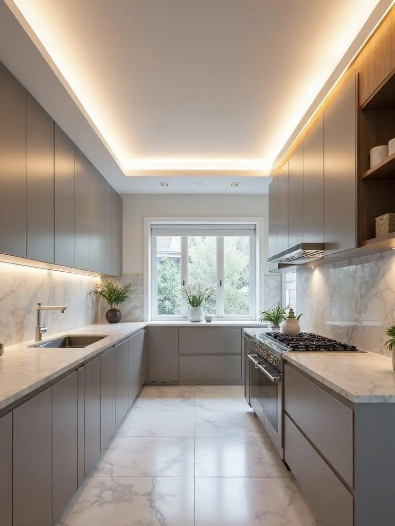 ۷ مدل نورپردازی سقف آشپزخانه با ریسه و چراغ LED