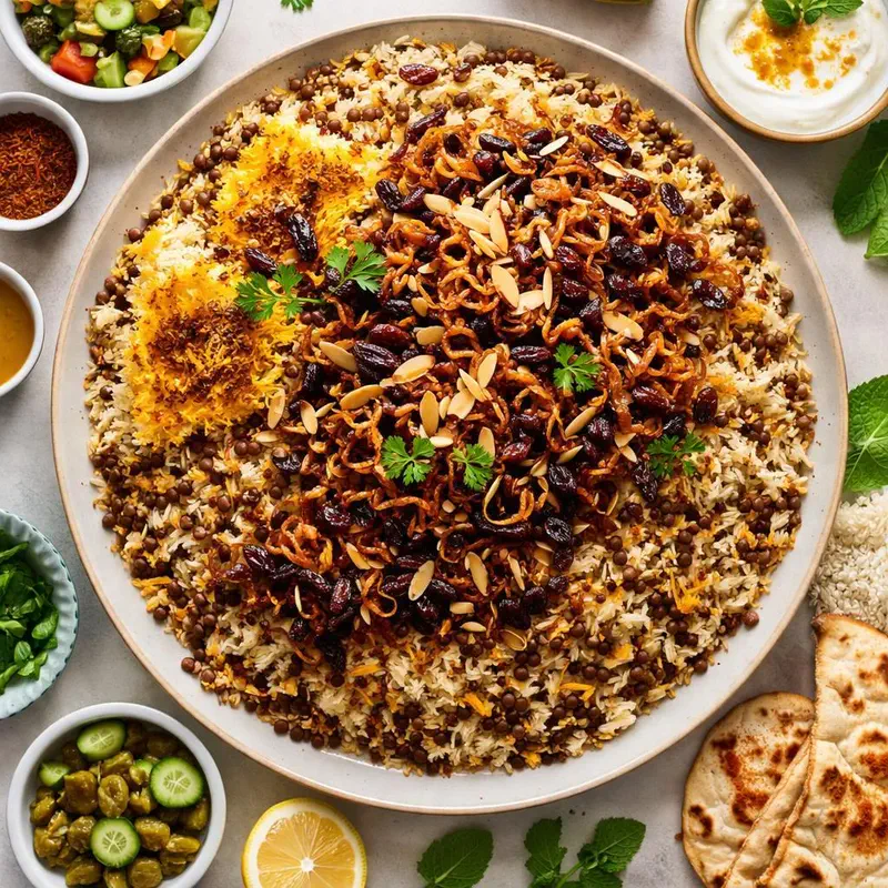 راز خوشمزه شدن عدس پلو؛ فوتوفن پخت عدس پلوی مجلسی و نذری