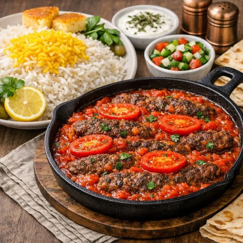 طرز تهیه کباب تابهای با سس گوجه به سبک رستورانی؛ کبابی آبدار و خوشمزه